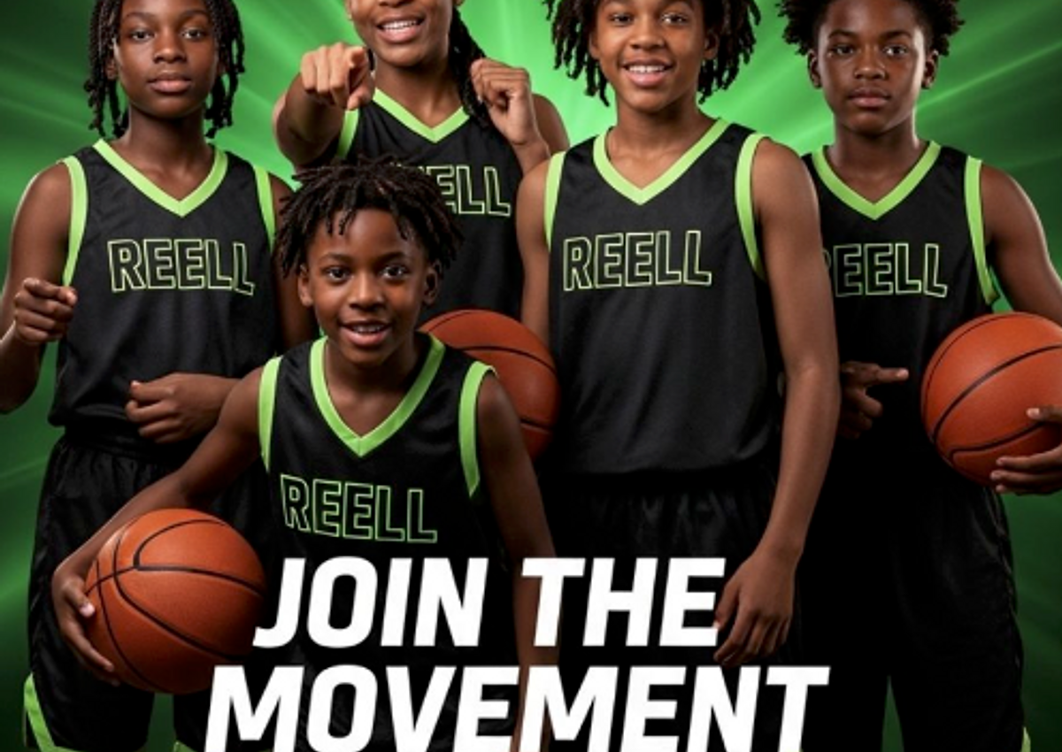 Reel Sports League brand showing the intersection of youth athletics, literacy, and community impact.